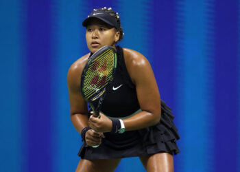 NEW YORK, NEW YORK - AUGUST 29: Naomi Osaka of Japan awaits a return against Karolina Muchova of Czech Republic during their Women's Singles Second Round match on Day Four of the 2024 US Open at USTA Billie Jean King National Tennis Center on August 29, 2024 in the Flushing neighborhood of the Queens borough of New York City. (Photo by Luke Hales/Getty Images)