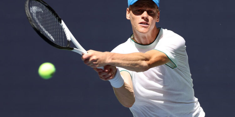 NEW YORK, NEW YORK - AUGUST 23: Jannik Sinner of Italy practices prior to the 2024 US Open at USTA Billie Jean King National Tennis Center on August 23, 2024 in New York City. (Photo by Jamie Squire/Getty Images)