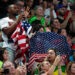 Jonathan Owens and Nellie Biles, husband and mother of USA's Simone Biles during the artistic gymnastics, women's team final, at Bercy Arena on the fourth day of the 2024 Paris Olympic Games in France. Picture date: Tuesday July 30, 2024. (Photo by Mike Egerton/PA Images via Getty Images)