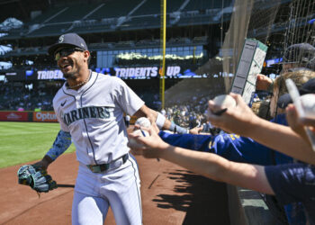 Mariners superstar Julio Rodriguez has been struggling offensively in 2024. (Photo by Alika Jenner/Getty Images)