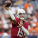 Quarterback Desmond Ridder will be let go by the Arizona Cardinals. (AP Photo/Jack Dempsey)