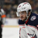 PITTSBURGH, PENNSYLVANIA - MARCH 28: Johnny Gaudreau #13 of the Columbus Blue Jackets looks on in the second period during the game against the Pittsburgh Penguins at PPG PAINTS Arena on March 28, 2024 in Pittsburgh, Pennsylvania. (Photo by Justin Berl/Getty Images)