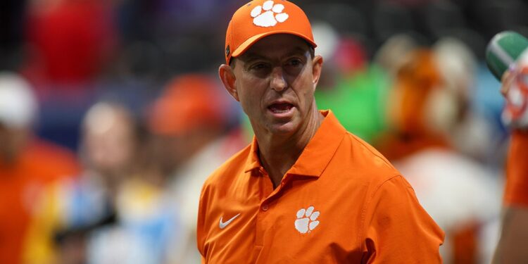 Dabo Swinney looks on field