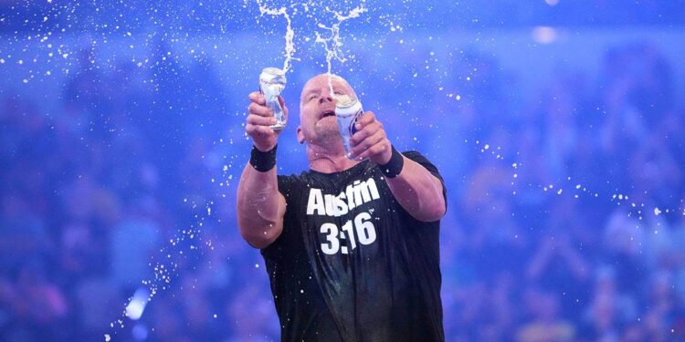 Steve Austin clanks his beers