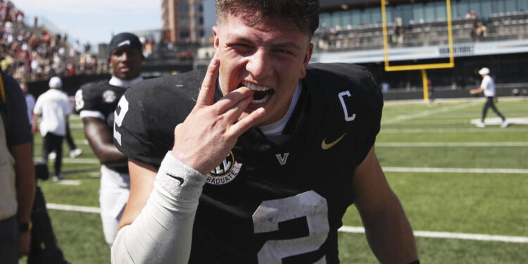 Vanderbilt QB Diego Pavia was a shining star in the Commodores' Week 1 win over Virginia Tech. (Johnnie Izquierdo/Getty Images)