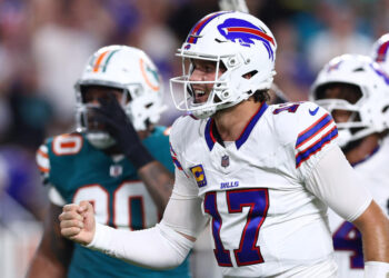 Josh Allen and the Buffalo Bills got a big win over the Dolphins on Thursday night. (Photo by Megan Briggs/Getty Images)