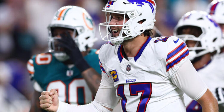 Josh Allen and the Buffalo Bills got a big win over the Dolphins on Thursday night. (Photo by Megan Briggs/Getty Images)