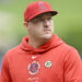 ANAHEIM, CA - SEPTEMBER 15: Mike Trout of the Los Angeles Angels before an MLB game between the Houston Astros and the Los Angeles Angels on September 15, 2024, at Angel Stadium in Anaheim, CA. (Photo by John McCoy/Icon Sportswire via Getty Images)