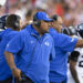 Sep 6, 2024; Dallas, Texas, USA; BYU Cougars coach Kalani Sitake looks on during the first half of the game against SMU at Gerald J. Ford Stadium. Mandatory Credit: Jerome Miron-Imagn Images