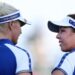 Charley Hull (left) and Georgia Hall – Solheim Cup 2024: Europe win crucial fourballs points to trail USA 10-6 after day two