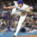 Los Angeles, California September 6, 2024-Dodgers pitcher Landon Knack throws a pitch.