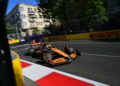 McLaren's Australian driver Oscar Piastri steers his car during the Formula One Azerbaijan Grand Prix at the Baku City Circuit in Baku on September 15, 2024. (Photo by Andrej ISAKOVIC / AFP) (Photo by ANDREJ ISAKOVIC/AFP via Getty Images)