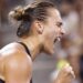 Aryna Sabalenka celebrates a point during her US Open fourth-round match