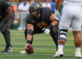 WACO, TX - SEPTEMBER 14: Baylor Bears offensive lineman Coleton Price (72) prepares for play during the college football game between Baylor Bears and Air Force Falcons on September 14, 2024, at McLane Stadium in Waco, TX.  (Photo by David Buono/Icon Sportswire via Getty Images)