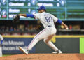 SEATTLE, WASHINGTON - SEPTEMBER 12: Kumar Rocker #80 of the Texas Rangers, making his MLB debut, throws a pitch during the third inning against the Seattle Mariners at T-Mobile Park on September 12, 2024 in Seattle, Washington. (Photo by Alika Jenner/Getty Images)