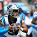 Sep 15, 2024; Charlotte, North Carolina, USA; Carolina Panthers quarterback Bryce Young (9) looks to pass in the third quarter at Bank of America Stadium. Mandatory Credit: Bob Donnan-Imagn Images