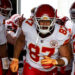 JACKSONVILLE, FL - AUGUST 10: Tight End Travis Kelce #87 of the Kansas City Chiefs runs on the field from the tunnel prior to a preseason game against the Jacksonville Jaguars at EverBank Stadium on August 10, 2024 in Jacksonville, Florida. The Jaguars defeated the Chiefs 26 to 13. (Photo by Don Juan Moore/Getty Images)