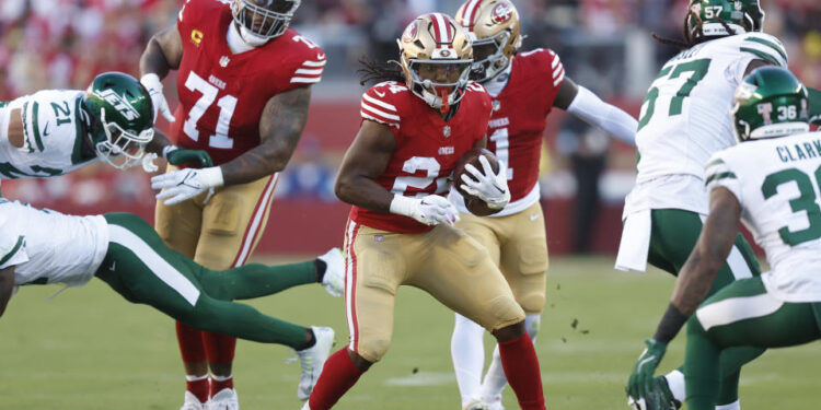 49ers running back Jordan Mason had a big game in Christian McCaffrey's place. (Photo by Lachlan Cunningham/Getty Images)