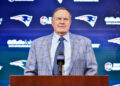 New England Patriots head coach Bill Belichick announces he is leaving the team during a press conference at Gillette Stadium in Foxborough, Massachusetts, on January 11, 2024. Belichick, the NFL mastermind who has guided the New England Patriots to a record six Super Bowl titles as head coach, is parting ways with the team after 24 seasons. (Photo by Joseph Prezioso / AFP) (Photo by JOSEPH PREZIOSO/AFP via Getty Images)