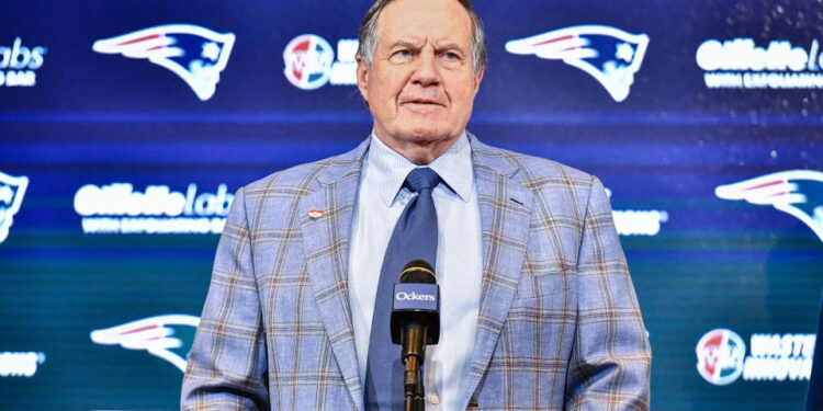 New England Patriots head coach Bill Belichick announces he is leaving the team during a press conference at Gillette Stadium in Foxborough, Massachusetts, on January 11, 2024. Belichick, the NFL mastermind who has guided the New England Patriots to a record six Super Bowl titles as head coach, is parting ways with the team after 24 seasons. (Photo by Joseph Prezioso / AFP) (Photo by JOSEPH PREZIOSO/AFP via Getty Images)