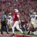 Nebraska quarterback Dylan Raiola (15) celebrates following a touchdown by Dante Dowdell, not pictured, during the first half of an NCAA college football game against Colorado, Saturday, Sept. 7, 2024, in Lincoln, Neb. (AP Photo/Rebecca S. Gratz)