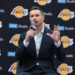 EL SEGUNDO, CA - JULY 02:  Los Angeles Lakers head coach J.J. Redick gives a response during the Los Angeles Lakers welcome press conference for their NBA Draft picks on July 02, 2024, at UCLA Health Training Center in El Segundo, CA. (Photo by Jevone Moore/Icon Sportswire via Getty Images)