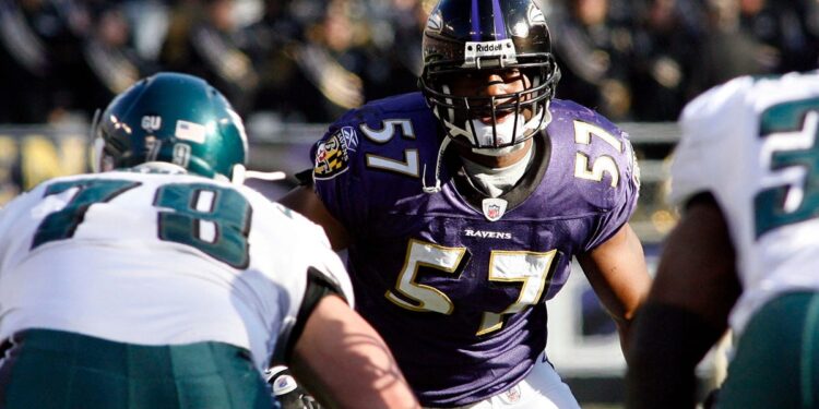 Bart Scott with the Ravens