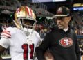 Brandon Aiyuk talks to Kyle Shanahan