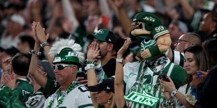 Jets fans in stands