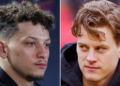 Patrick Mahomes and Joe Burrow side by side