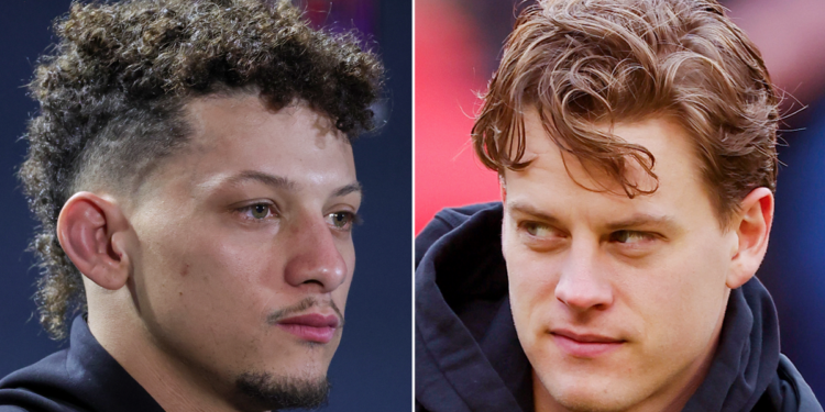 Patrick Mahomes and Joe Burrow side by side