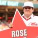 Pete Rose poses with retired number