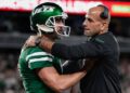 Aaron Rodgers Robert Saleh embrace