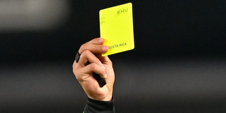 A yellow card at MLS game