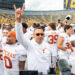 Texas coach Steve Sarkisian had plenty to celebrate about after the Longhorns trounced the Wolverines 31-12 on Saturday. (Aaron J. Thornton/Getty Images)