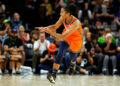 MINNEAPOLIS, MINNESOTA - SEPTEMBER 29: Alyssa Thomas #25 of the Connecticut Sun celebrates her basket against the Minnesota Lynx in the fourth quarter of Game One of the Semi-Finals during the WNBA Playoffs at Target Center on September 29, 2024 in Minneapolis, Minnesota. The Sun defeated the Lynx 73-70. (Photo by David Berding/Getty Images)