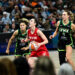 MINNEAPOLIS, MINNESOTA - AUGUST 24: Caitlin Clark #22 of the Indiana Fever drives with the ball in the second quarter of the game against the Minnesota Lynx at Target Center on August 24, 2024 in Minneapolis, Minnesota. NOTE TO USER: User expressly acknowledges and agrees that, by downloading and or using this photograph, User is consenting to the terms and conditions of the Getty Images License Agreement. (Photo by Stephen Maturen/Getty Images)