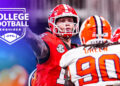 Aug 31, 2024; Atlanta, Georgia, USA; Georgia Bulldogs quarterback Carson Beck (15) passes the ball against the Clemson Tigers during the second half at Mercedes-Benz Stadium. Mandatory Credit: Dale Zanine-USA TODAY Sports