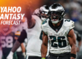 It's Thursday and 'Fantasy Film Room' is back with Nate Tice and Matt Harmon. The duo dives into the Eagles run game and why Saquon Barkley has a legit path to be RB1 in 2024. The two also look at how Philadelphia is using motion to unlock even more opportunities for Devonta Smith and A.J. Brown in the passing game. (Credit: AP Photo/Fernando Llano)