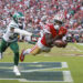 SANTA CLARA, CALIFORNIA - SEPTEMBER 09: Wide receiver Brandon Aiyuk #11 of the San Francisco 49ers drops a catch in the end zone against cornerback Michael Carter II #30 of the New York Jets during the second quarter at Levi's Stadium on September 09, 2024 in Santa Clara, California. (Photo by Lachlan Cunningham/Getty Images)