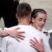 Indiana Fever guard Caitlin Clark hugs her boy friend Connor McCaffery