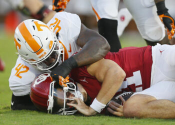 The Volunteers manhandled the Sooners in Norman on Saturday in their SEC opener. (Brian Bahr/Getty Images)