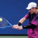 Aug 29, 2024; Flushing, NY, USA; Jack Draper of Great Britain in play against Botic van de Zandschulp of the Netherlands on day six of the 2024 U.S. Open tennis tournament at the USTA Billie Jean King National Tennis Center. Mandatory Credit: Mike Frey-USA TODAY Sports