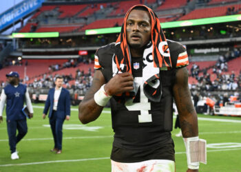 CLEVELAND, OHIO - SEPTEMBER 08: Deshaun Watson #4 of the Cleveland Browns looks on after the game against the Dallas Cowboys at Cleveland Browns Stadium on September 08, 2024 in Cleveland, Ohio. The Cowboys defeated the Browns 33-17. (Photo by Nick Cammett/Getty Images)