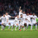 LILLE, FRANCE - APRIL 18: Aston Villa celebrate winning the shoot out during the UEFA Europa Conference League 2023/24 Quarter-final second leg match between Lille OSC and Aston Villa at Stade Pierre-Mauroy on April 18, 2024 in Lille, France. (Photo by Alex Pantling/Getty Images) (Photo by Alex Pantling/Getty Images)