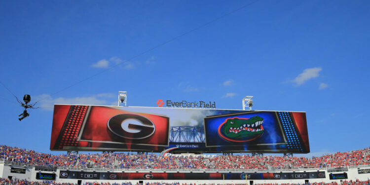 JACKSONVILLE, FL - OCTOBER 31:  A general view during the game between the Florida Gators and the Georgia Bulldogs at EverBank Field on October 31, 2015 in Jacksonville, Florida.  (Photo by Sam Greenwood/Getty Images)