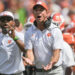 Sep 21, 2024; Clemson, South Carolina, USA; Clemson Tigers head coach Dabo Swinney reacts during the third quarter against the North Carolina State Wolfpack at Memorial Stadium. Mandatory Credit: Ken Ruinard-Imagn Images