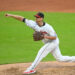 Veteran pitcher Alex Cobb on the mound for the Cleveland Guardians. (Photo credit: David Richard, Imagn Images)