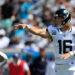 Jacksonville Jaguars quarterback Trevor Lawrence attempts a pass. PHOTO USA Today Sports Images