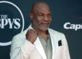 Jul 12, 2023; Los Angeles, CA, USA; Mike Tyson arrives on the red carpet before the 2023 ESPYS at the Dolby Theatre. Mandatory Credit: Kirby Lee-USA TODAY Sports